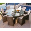 Maze Rattan Garden Furniture LA Brown 8 Seat Round Ice Bucket Dining Set with Lazy Susan