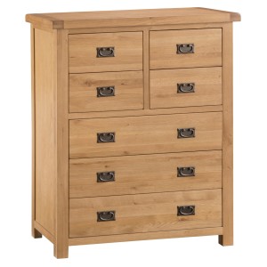 Colchester Rustic Oak Furniture 4 Over 3 Drawer Chest