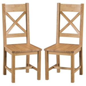 Colchester Rustic Oak Furniture Cross Back Chair With Wooden Seat Pair Colchester Rustic Oak Furniture Cross Back Chair With Wooden Seat Pair