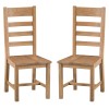 Colchester Rustic Oak Furniture Ladder Back Chair Wooden Seat Pair