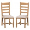Colchester Rustic Oak Furniture Ladder Back Chair Fabric Seat Pair