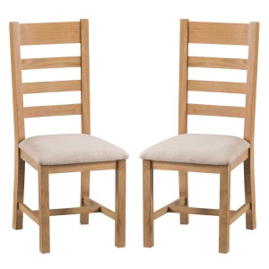 Colchester Rustic Oak Furniture Ladder Back Chair Fabric Seat Pair Colchester Rustic Oak Furniture Ladder Back Chair Fabric Seat Pair