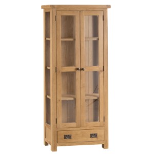 Colchester Rustic Oak Furniture Display Cabinet with Glass Doors Colchester Rustic Oak Furniture Display Cabinet with Glass Doors