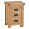 Colchester Rustic Oak Furniture 3 Drawer Bedside Cabinet