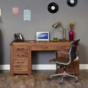 Shiro Walnut Twin Pedestal Computer Desk Shiro Walnut Twin Pedestal Computer Desk CDR06B