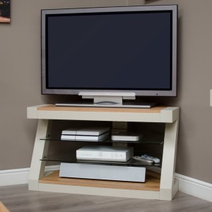 Z Solid Oak Grey Painted Corner TV Unit