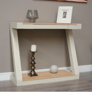Z Solid Oak Grey Painted Furniture Console Table