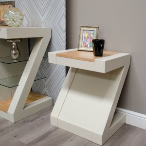 Z Solid Oak Grey Painted Furniture Lamp Table