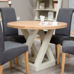 Z Solid Oak Grey Painted Furniture Round Dining Table Z Solid Oak Grey Painted Furniture Round Dining Table