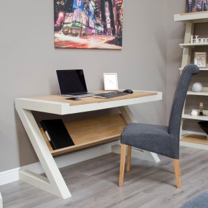 Z Solid Oak Grey Painted Furniture Computer Desk