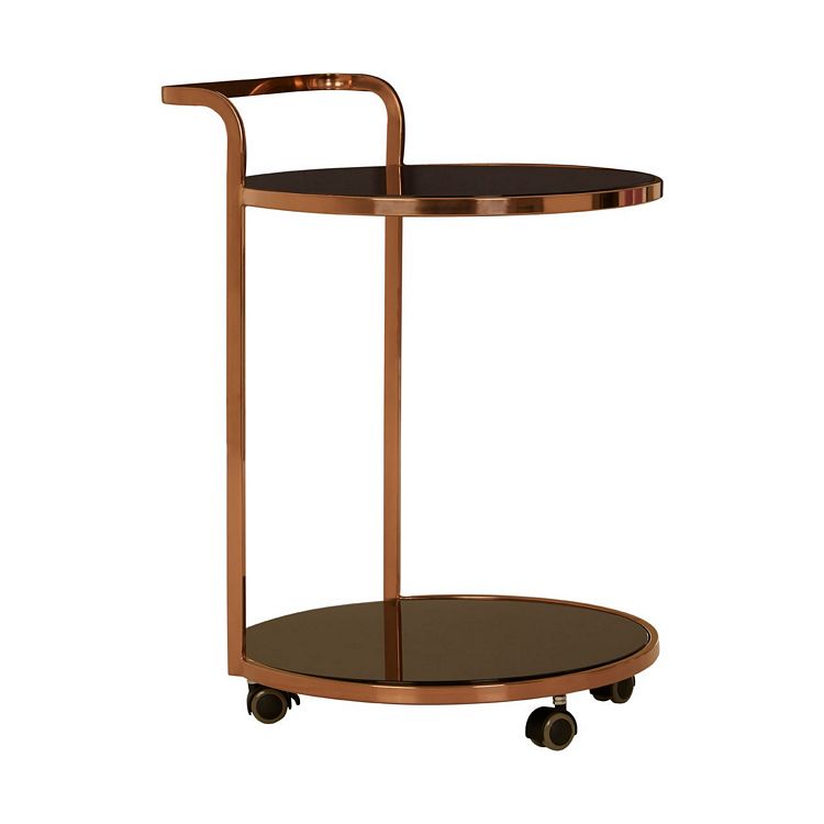 Ackley 2 Tier Gold Finish Metal and Black Glass Drinks Trolley 2405438