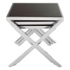 Ackley Chrome Finish Metal and Black Glass Nesting Tables 2405434