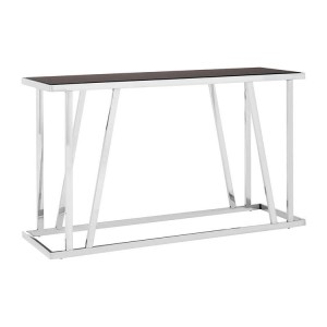 Ackley Chrome Metal Console Table With Black Glass Top Ackley Chrome Metal Console Table With Black Glass Top 2405424