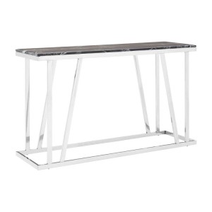 Ackley Chrome Metal Console Table With Black Marble Top Ackley Chrome Metal Console Table With Black Marble Top 2405425