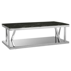 Ackley Chrome Metal and Black Marble Top Coffee Table Ackley Chrome Metal and Black Marble Top Coffee Table 2405429