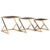 Ackley Set Of 3 Rose Gold Finish Metal and Black Glass Nesting Tables 2405433