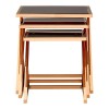 Ackley Set Of 3 Rose Gold Finish Metal and Black Glass Nesting Tables 2405433