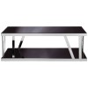 Ackley Silver Finish Metal and Black Glass Coffee Table 2405428