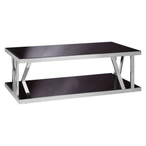 Ackley Silver Finish Metal and Black Glass Coffee Table Ackley Silver Finish Metal and Black Glass Coffee Table 2405428