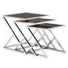 Ackley Silver Metal and Black Glass Nest Of 3 Tables 2405432