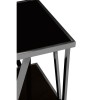 Ackley Square Metal and Black Glass Side Table With Bottom Shelf 2405426