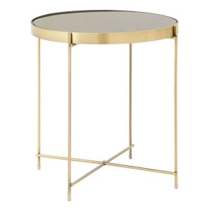 Allure Black Mirrored and Bronze Metal Low Side Table Allure Black Mirrored and Bronze Metal Low Side Table