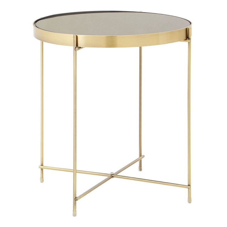 Allure Black Mirrored and Bronze Metal Low Side Table