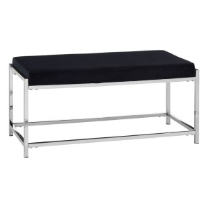 Allure Black Velvet Seat and Silver Metal Frame Bench Allure Black Velvet Seat and Silver Metal Frame Bench 5502622