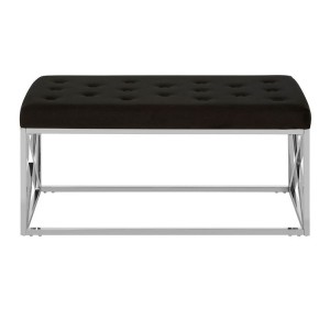 Allure Black Velvet Tufted Seat and Silver Finish Bench Allure Black Velvet Tufted Seat and Silver Finish Bench 5502616