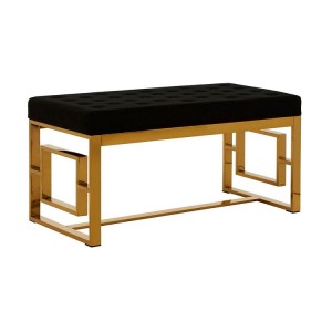 Allure Black Velvet Tufted and Brass Metal Bench Allure Black Velvet Tufted and Brass Metal Bench 5502607