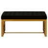 Allure Black Velvet Tufted and Brass Metal Bench 5502607