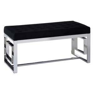 Allure Black Velvet Tufted and Silver Metal Bench Allure Black Velvet Tufted and Silver Metal Bench 5502606