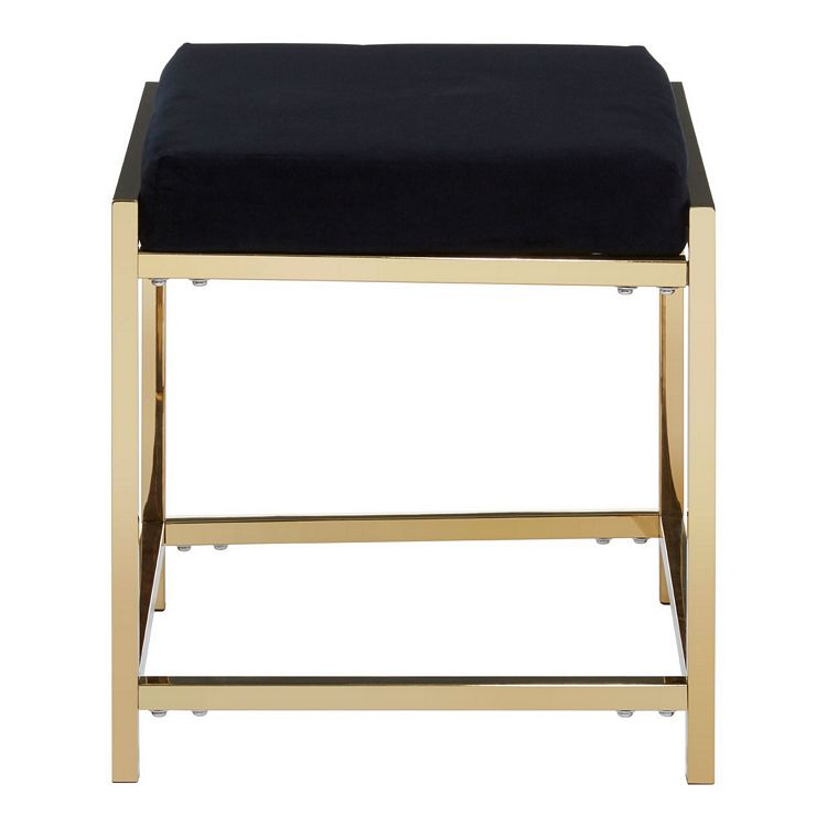 Allure Black Velvet and Gold Finish Metal Stool 5502593