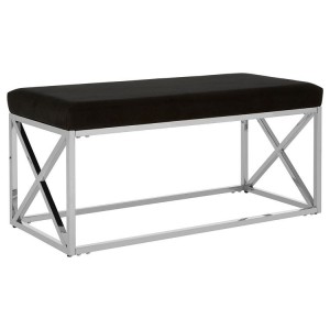 Allure Black Velvet and Silver Finish Stainless Steel Bench Allure Black Velvet and Silver Finish Stainless Steel Bench 5502600