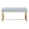 Allure Grey Velvet Tufted and Gold Stainless Steel Bench