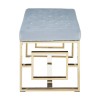 Allure Grey Velvet Tufted and Gold Stainless Steel Bench