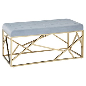 Allure Grey Velvet and Gold Finish Metal Frame Bench Allure Grey Velvet and Gold Finish Metal Frame Bench 5502611
