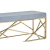 Allure Grey Velvet and Gold Finish Metal Frame Bench 5502611