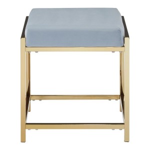 Allure Grey Velvet and Gold Finish Metal Stool Allure Grey Velvet and Gold Finish Metal Stool 5502595
