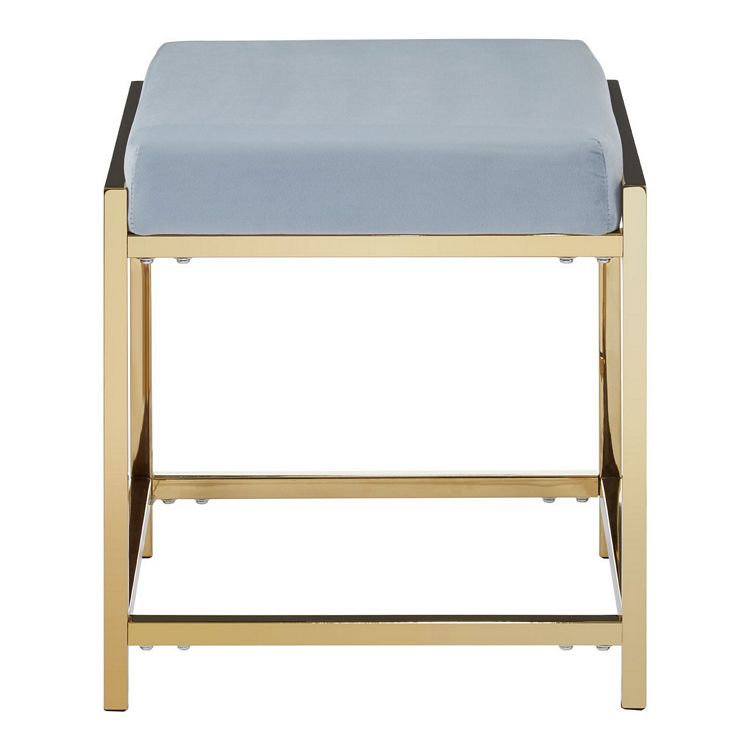 Allure Grey Velvet and Gold Finish Metal Stool 5502595