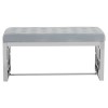 Allure Grey Velvet and Silver Finish Stainless Steel Bench