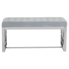 Allure Grey Velvet and Silver Finish Stainless Steel Bench