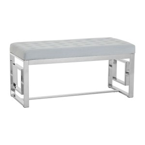 Allure Grey Velvet and Silver Finish Stainless Steel Bench Allure Grey Velvet and Silver Finish Stainless Steel Bench