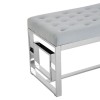 Allure Grey Velvet and Silver Finish Stainless Steel Bench