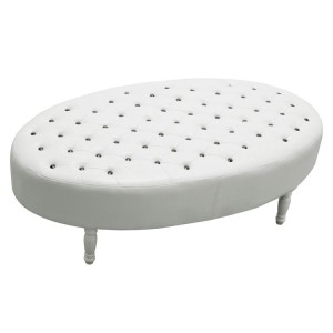 Allure Bonded White Leather Feature Oval Stool Allure Bonded White Leather Feature Oval Stool 2402476