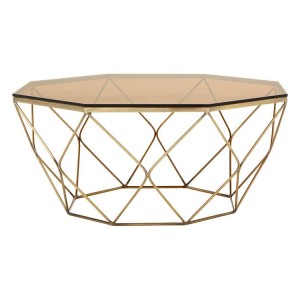 Allure Bronze Finish Metal and Tempered Glass Geometric Coffee Table Allure Bronze Finish Metal and Tempered Glass Geometric Coffee Table 5501359