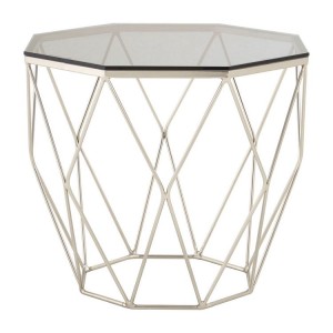 Allure Brushed Nickel Finish Metal Base and Glass End Table Allure Brushed Nickel Finish Metal Base and Glass End Table 5501361