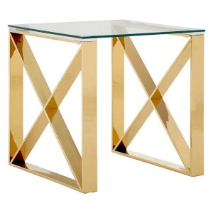 Allure Champagne Gold Metal and Clear Glass End Table Allure Champagne Gold Metal and Clear Glass End Table 5501404