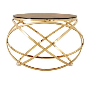 Allure Champagne Gold Metal and Red Tint Glass End Table Allure Champagne Gold Metal and Red Tint Glass End Table 5501377