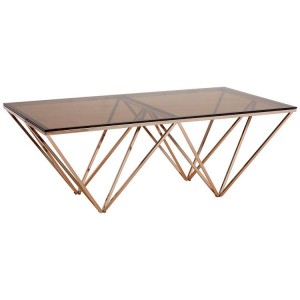 Allure Champagne Metal Legs and Red Tint Glass Coffee Table Allure Champagne Metal Legs and Red Tint Glass Coffee Table 5501371